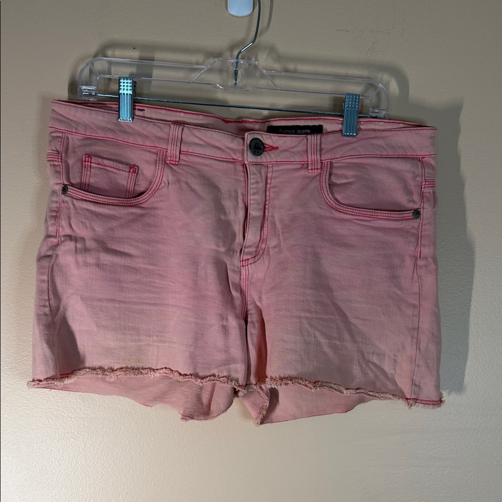 Women's Pink Denim Cutoff Shorts with Frayed Hem
